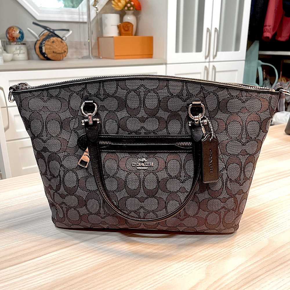 Coach Black & Gray Signature Prairie Satchel BNWT